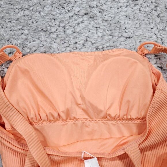 Cupshe Brenna Ribbed O-Ring Square Neck One Piece Swimsuit Orange Pink Large - Picture 5 of 6